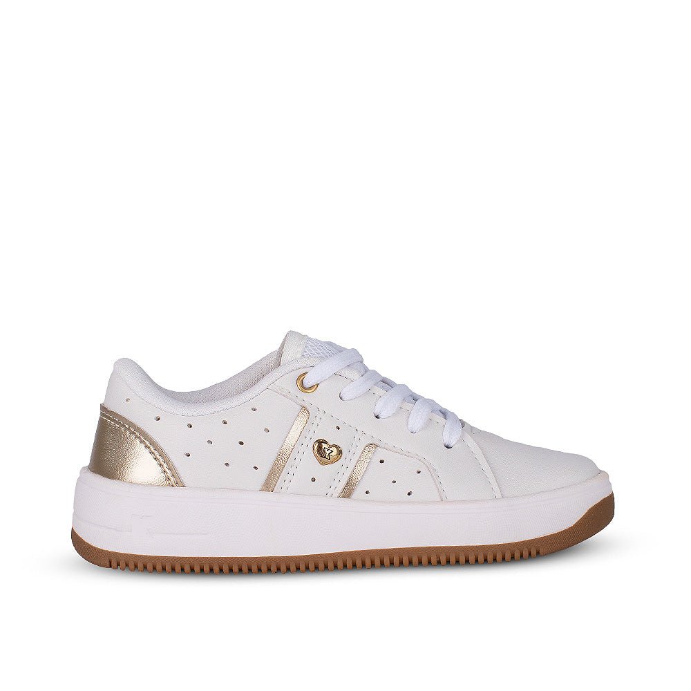 Tênis Infantil Menina K360 Nova York Branco Ouro - Kidy Calçados - Tênis