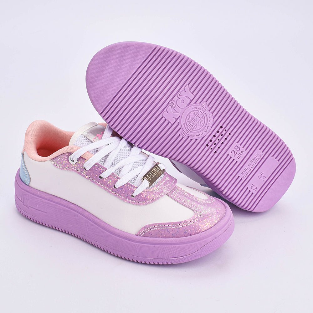 TENIS INFANTIL MENINA K360 NOVA YORK BRANCO/LILAS - Kidy Calçados - Tênis