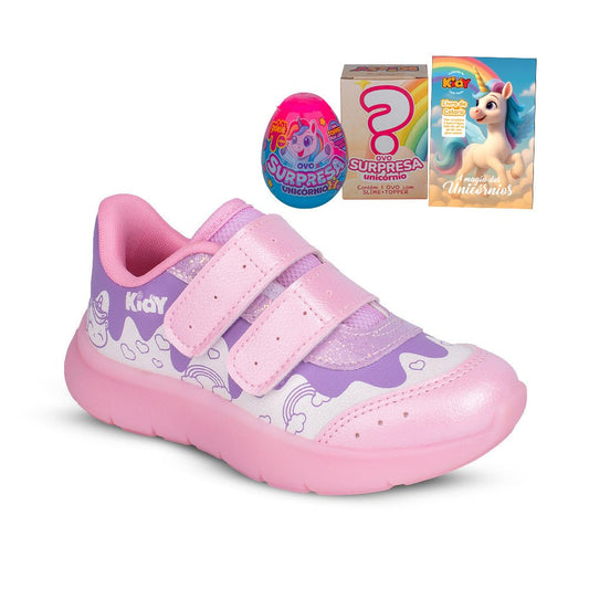 Tênis Infantil Menina Kidy Baby Flex Rosa Unicórnio Brindes - Kidy Calçados - 