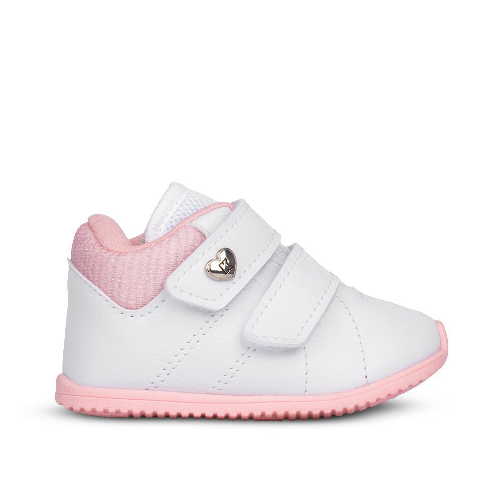 Tênis Infantil Menina Kidy Bebê Casual Branco e Rosa Delicado - Kidy Calçados - 