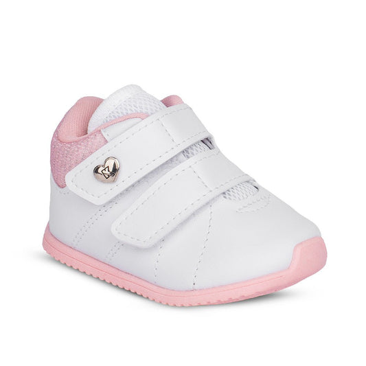 Tênis Infantil Menina Kidy Bebê Casual Branco e Rosa Delicado - Kidy Calçados - 