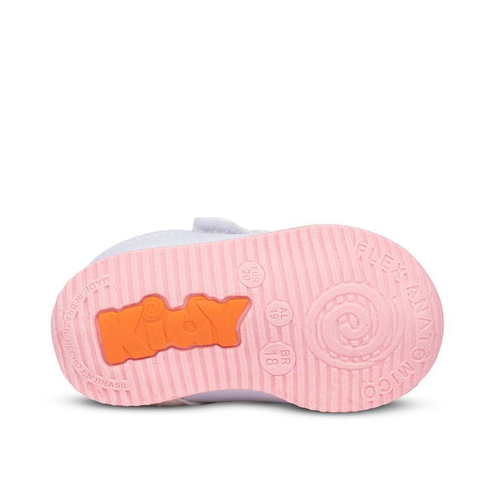 Tênis Infantil Menina Kidy Bebê Casual Branco Laço Rosa Delicado - Kidy Calçados - 