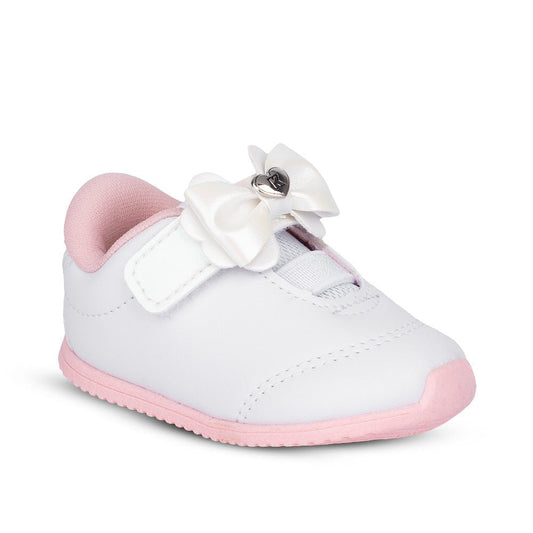 Tênis Infantil Menina Kidy Bebê Casual Branco Laço Rosa Delicado - Kidy Calçados - 