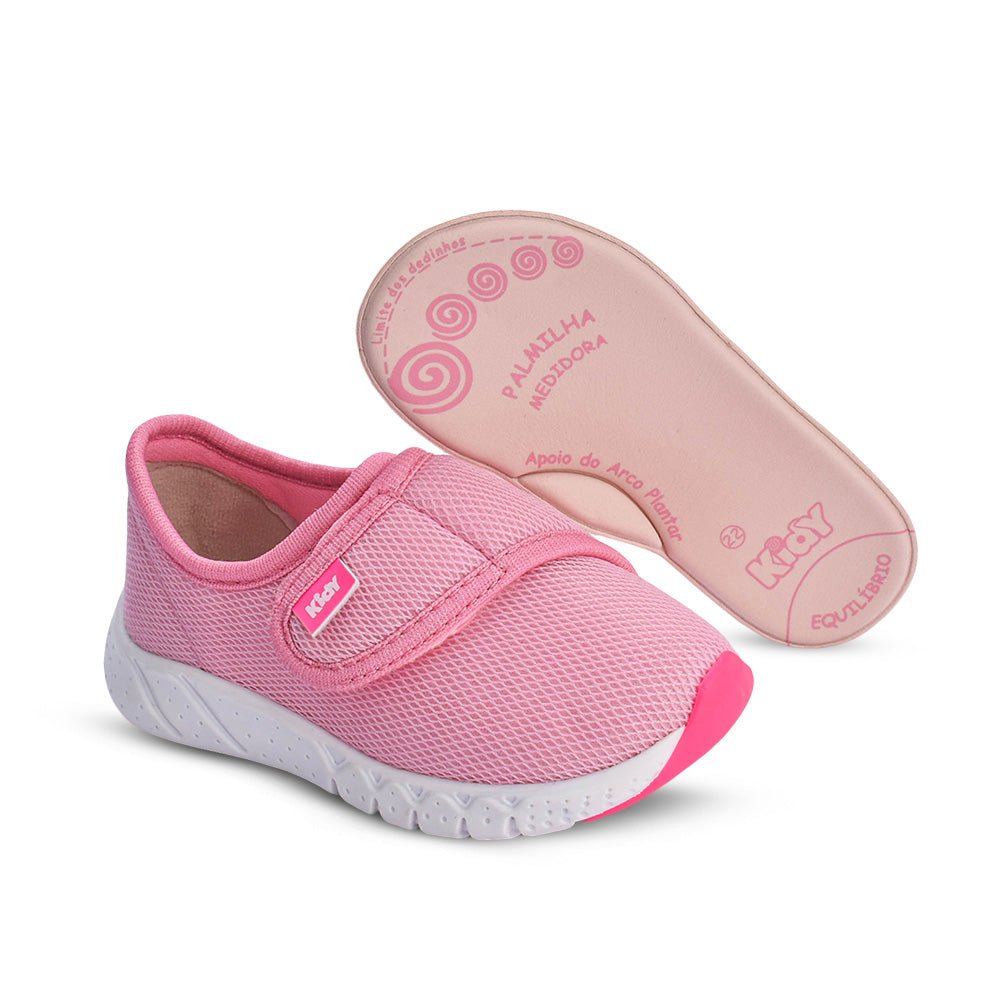 Tênis Infantil Menina Kidy Bebê Equilíbrio Rosa com Pink Neon - Kidy Calçados - Tênis