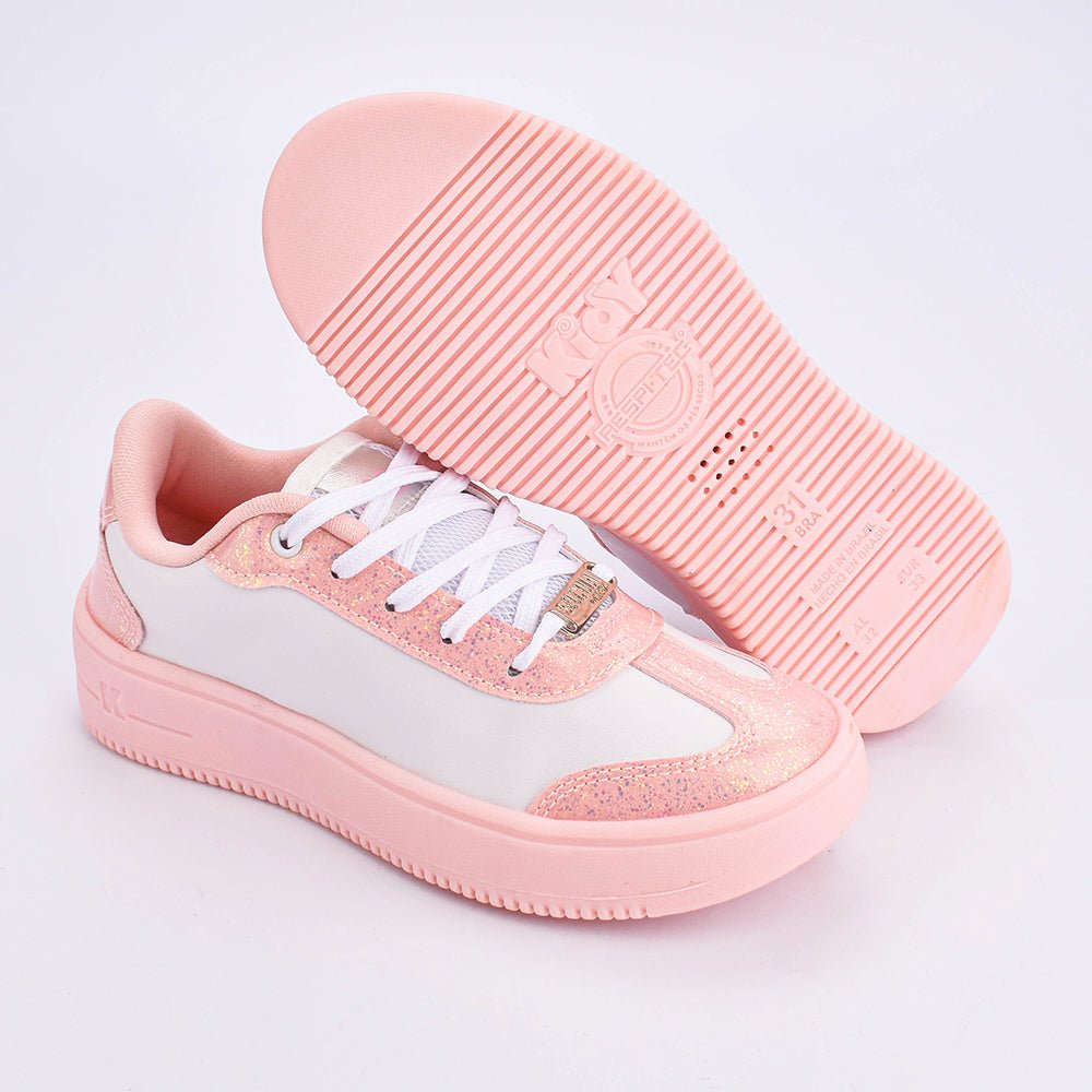 Tênis Infantil Menina Kidy Belinha K360 Nova York Branco e Nude - Kidy Calçados - Tênis