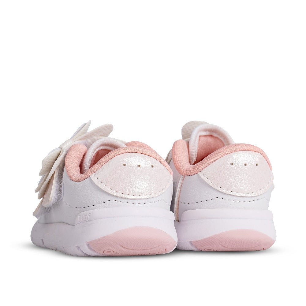 Tênis Infantil Menina Kidy Branco/Rosa Velcro e Laço Delicado - Kidy Calçados -