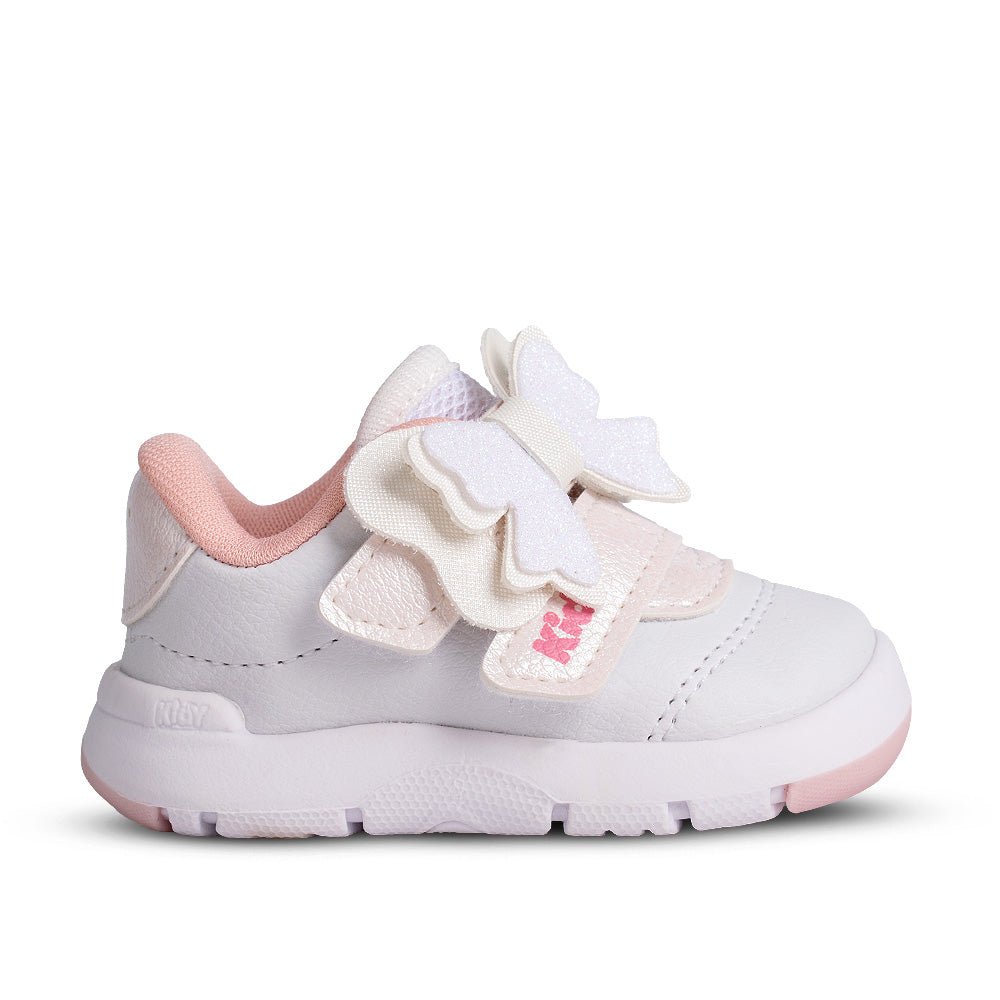 Tênis Infantil Menina Kidy Branco/Rosa Velcro e Laço Delicado - Kidy Calçados -