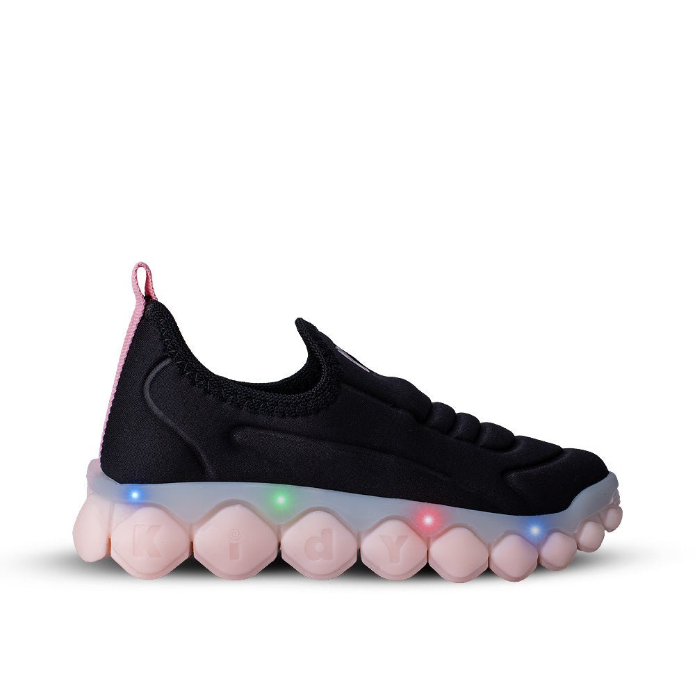 Tênis infantil Menina Kidy Brinca Flex Preto Luz E Led - Kidy Calçados -