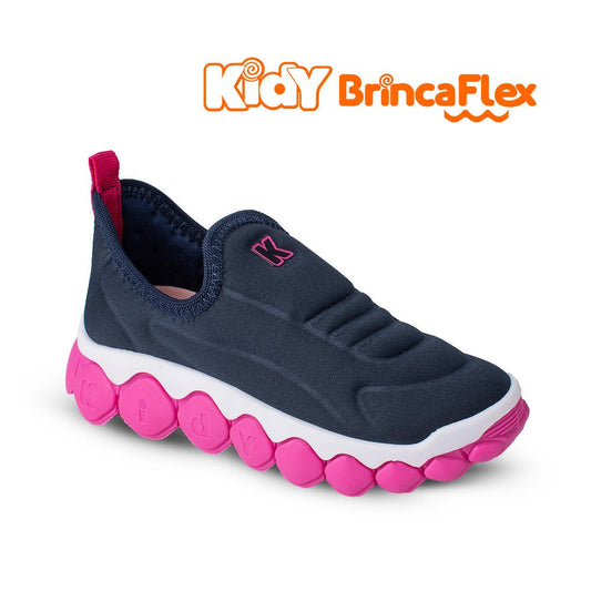 Tênis Infantil Menina Kidy Brinca Flex Ultra Flexível Azul Marinho e Pink - Kidy Calçados - 