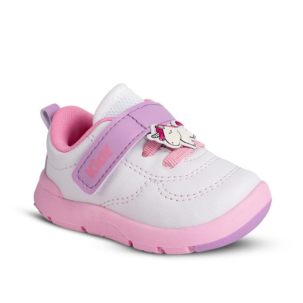 Tênis Infantil Menina Kidy Casual Branco/Rosa Velcro e Unicórnio - Kidy Calçados -
