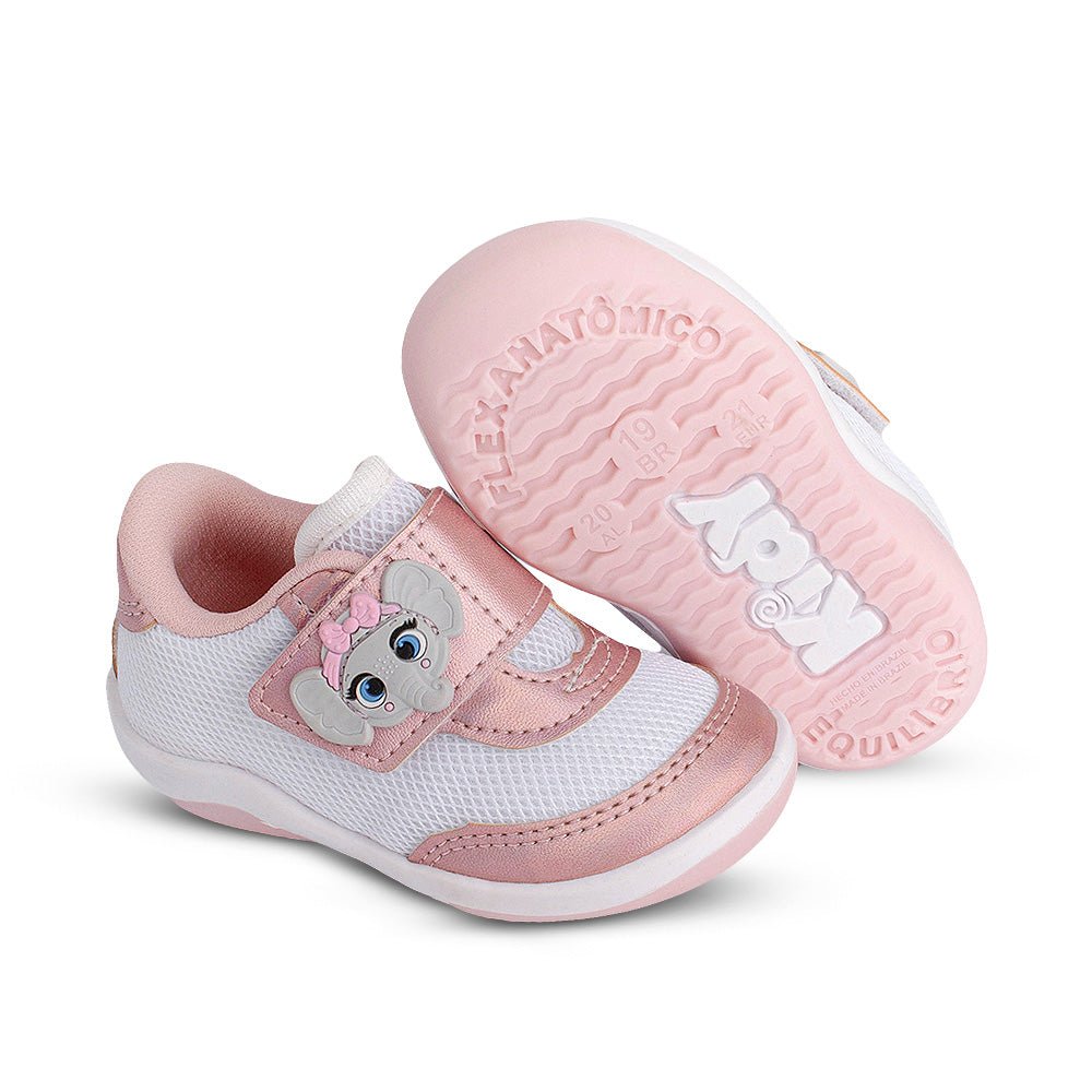 Tênis Infantil Menina Kidy Colors Equilíbrio Branco Delicado Primeiros Passos - Kidy Calçados - Tênis