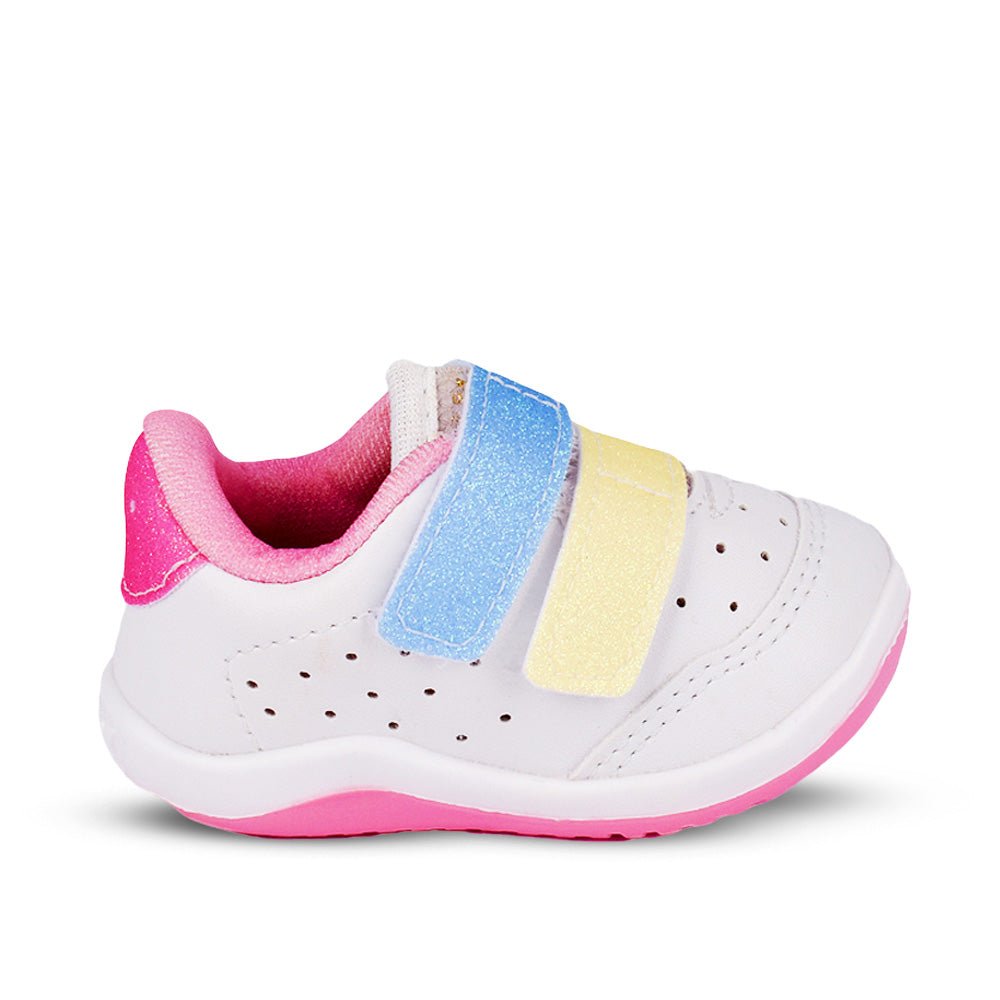 Tênis Infantil Menina Kidy Colors Equilíbrio Branco/Colorido Primeiros Passos - Kidy Calçados - Tênis