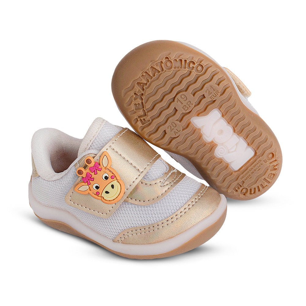 Tênis Infantil Menina Kidy Colors Equilíbrio Ouro Primeiros Passos - Kidy Calçados - Tênis