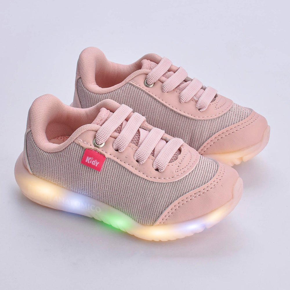 Tênis infantil Menina Kidy de Luz Flex Light Nude - Kidy Calçados - Tênis