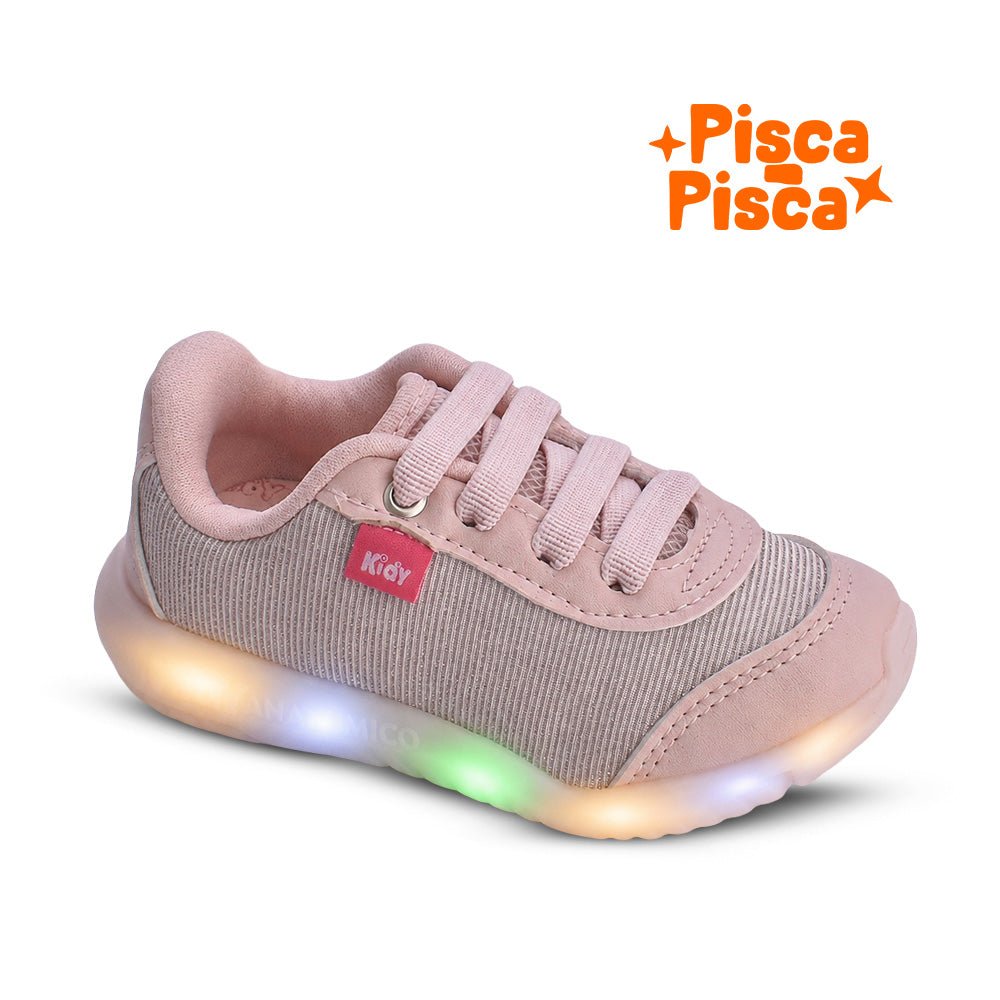 Tênis infantil Menina Kidy de Luz Flex Light Nude - Kidy Calçados - Tênis