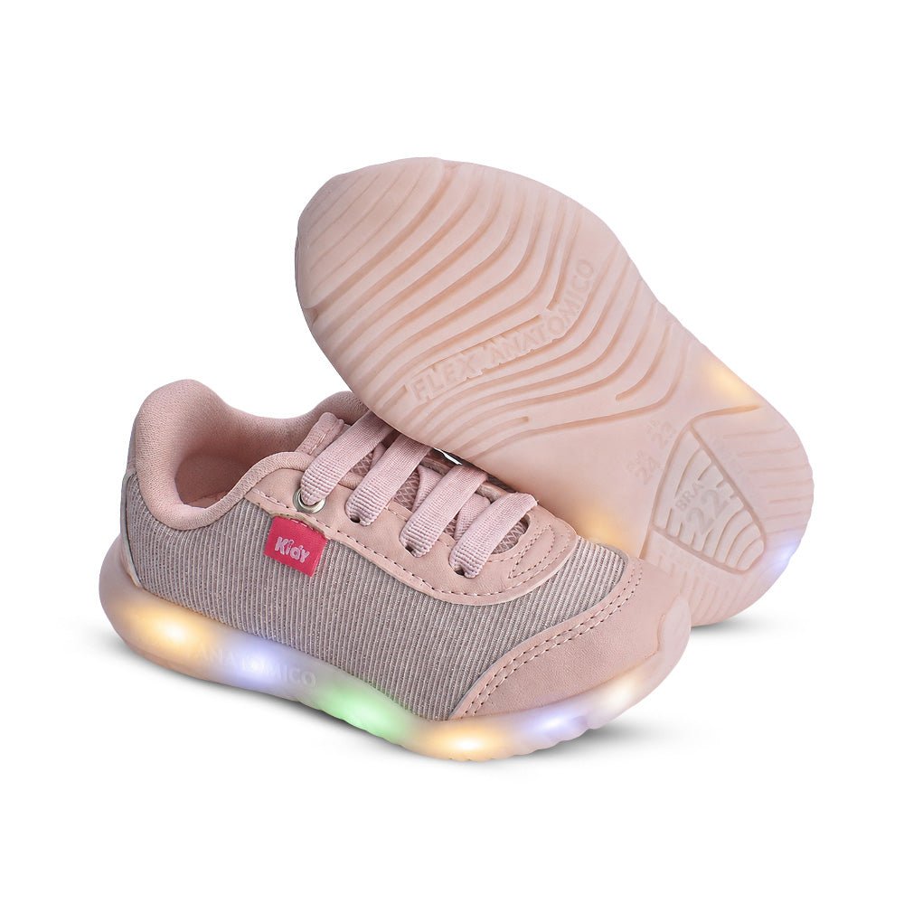Tênis infantil Menina Kidy de Luz Flex Light Nude - Kidy Calçados - Tênis