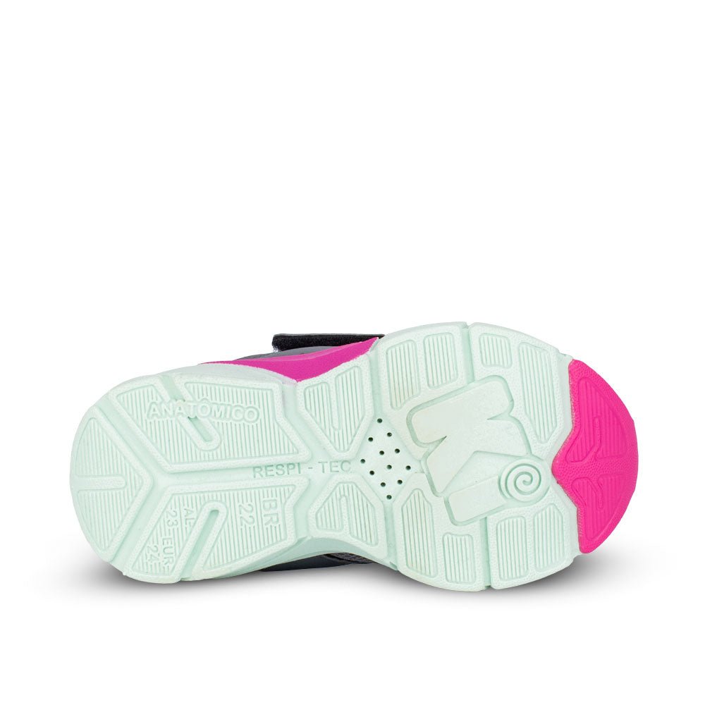 TÊNIS INFANTIL MENINA KIDY ENERGY BABY RESPITEC GRAFITE/VD ACQUA/GLOSS - Kidy Calçados - Tênis