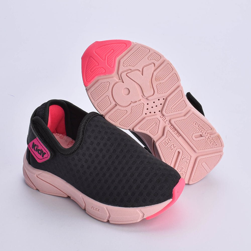 TÊNIS INFANTIL MENINA KIDY ENERGY BABY RESPITEC PRETO/PINK NEON - Kidy Calçados - Tênis