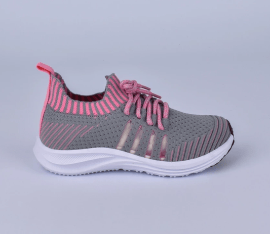 Tênis Infantil Menina Kidy Energy Respitec Cinza/Rosa Respirável e Confortável - Kidy Calçados - Tênis