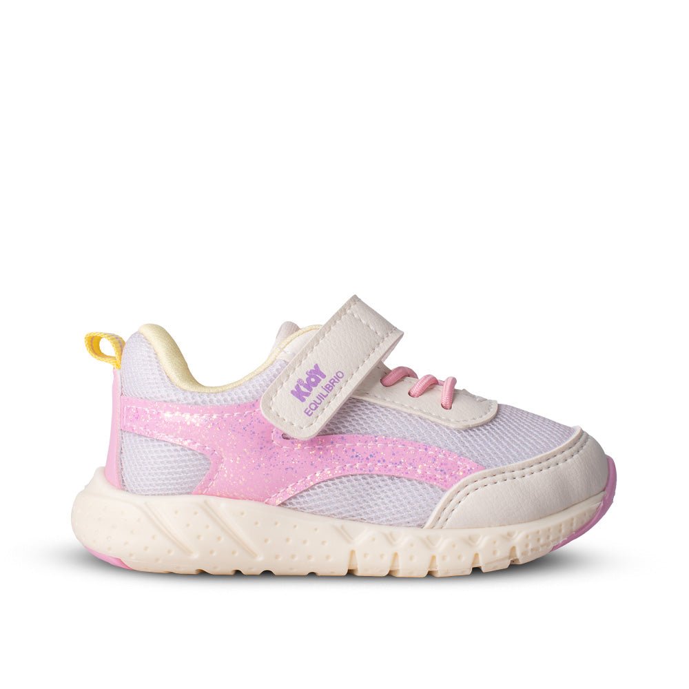 Tênis Infantil Menina Kidy Equilíbrio Off White/Rosa Delicado Primeiros Passos - Kidy Calçados - 