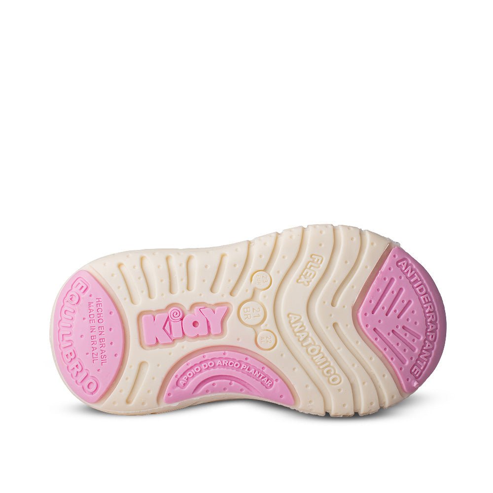 Tênis Infantil Menina Kidy Equilíbrio Off White/Rosa Delicado Primeiros Passos - Kidy Calçados - 