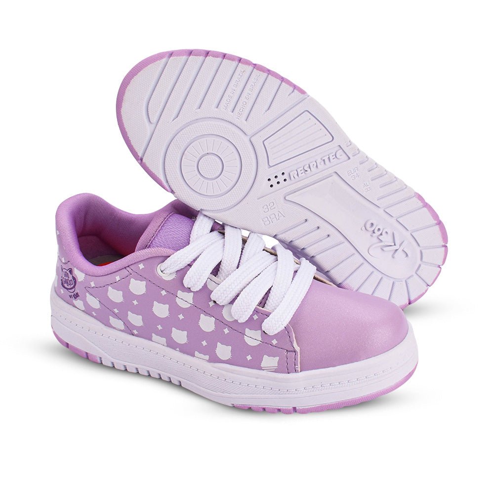 Tênis Infantil Menina Kidy Gato Galáctico Lilás Casual - Kidy Calçados - Tênis