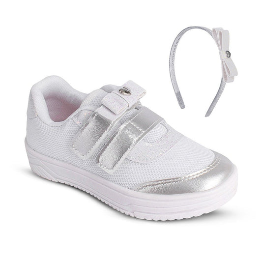 Tênis Infantil Menina Kidy Happy Branco Com Arquinho Delicado - Kidy Calçados - Tênis