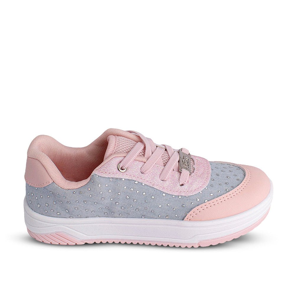 Tênis Infantil Menina Kidy Happy Jeans e Nude Estiloso - Kidy Calçados - Tênis