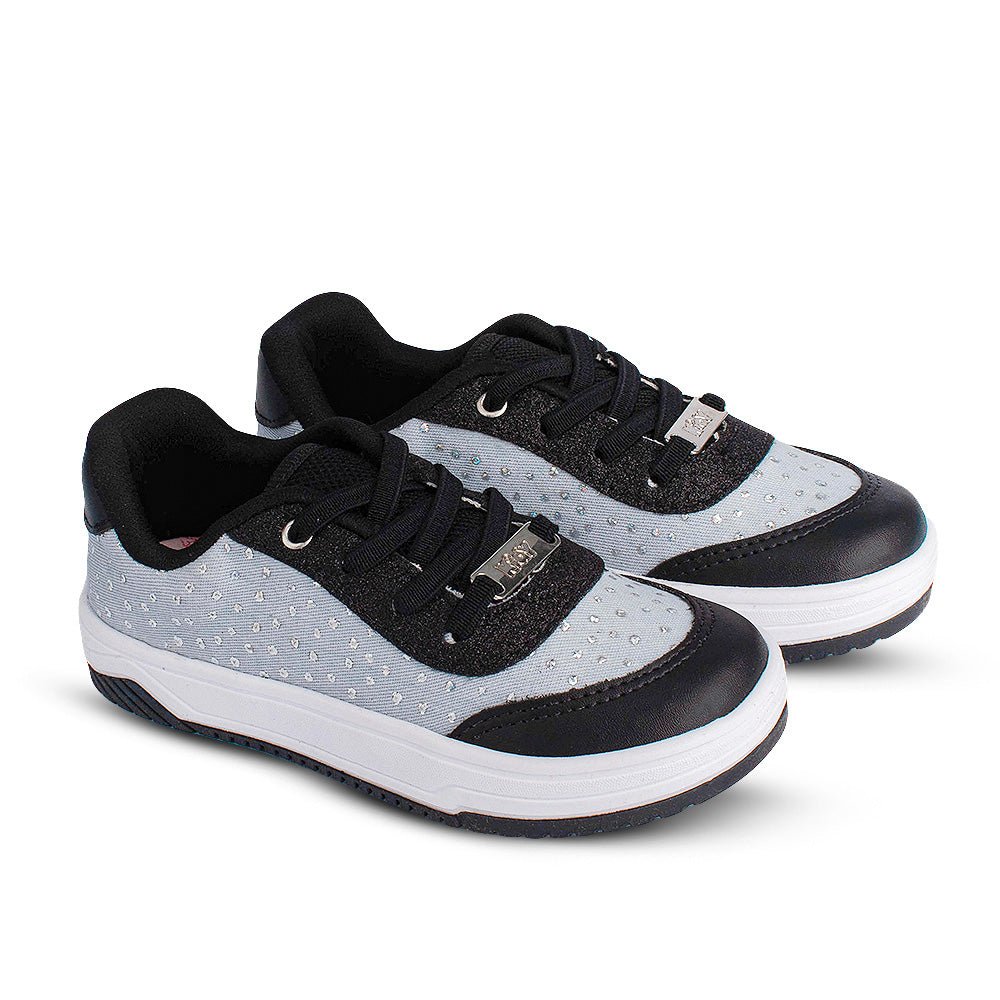 Tênis Infantil Menina Kidy Happy Jeans e Preto Estiloso Confortável - Kidy Calçados - Tênis