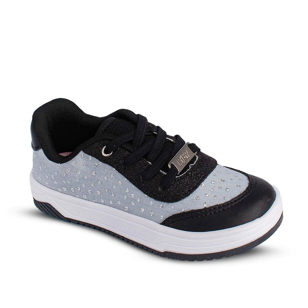 Tênis Infantil Menina Kidy Happy Jeans e Preto Estiloso Confortável - Kidy Calçados - Tênis