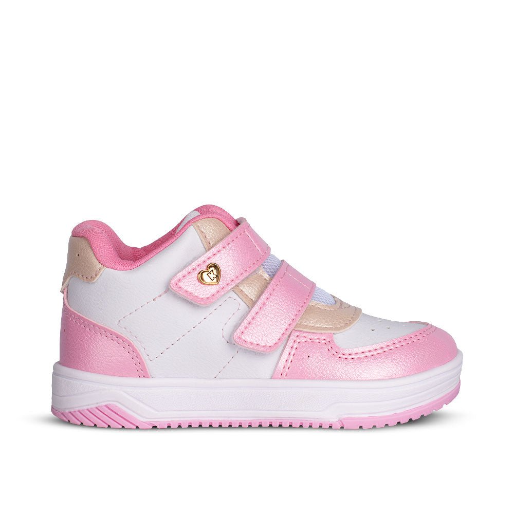Tênis Infantil Menina Kidy Happy Rosa e Branco com Velcro Confortável e Delicado - Kidy Calçados - 