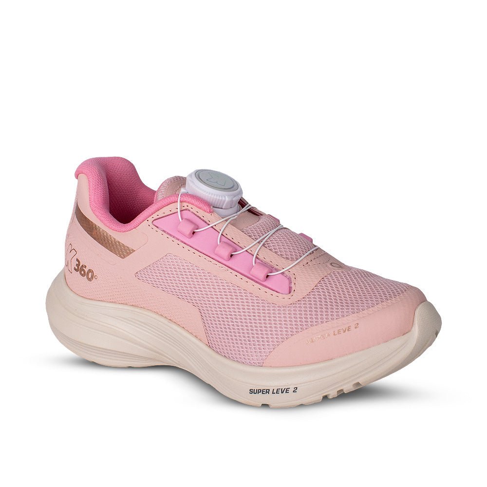 Tênis Infantil Menina Kidy K - 360 Disc Super Leve Nude/Ouro - Kidy Calçados - 