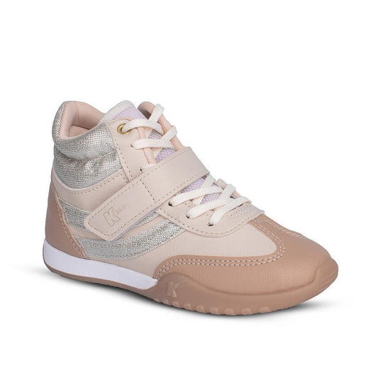 Tênis Infantil Menina Kidy K - 360 Flat Marfim/Ouro Moderno Conforto - Kidy Calçados - 