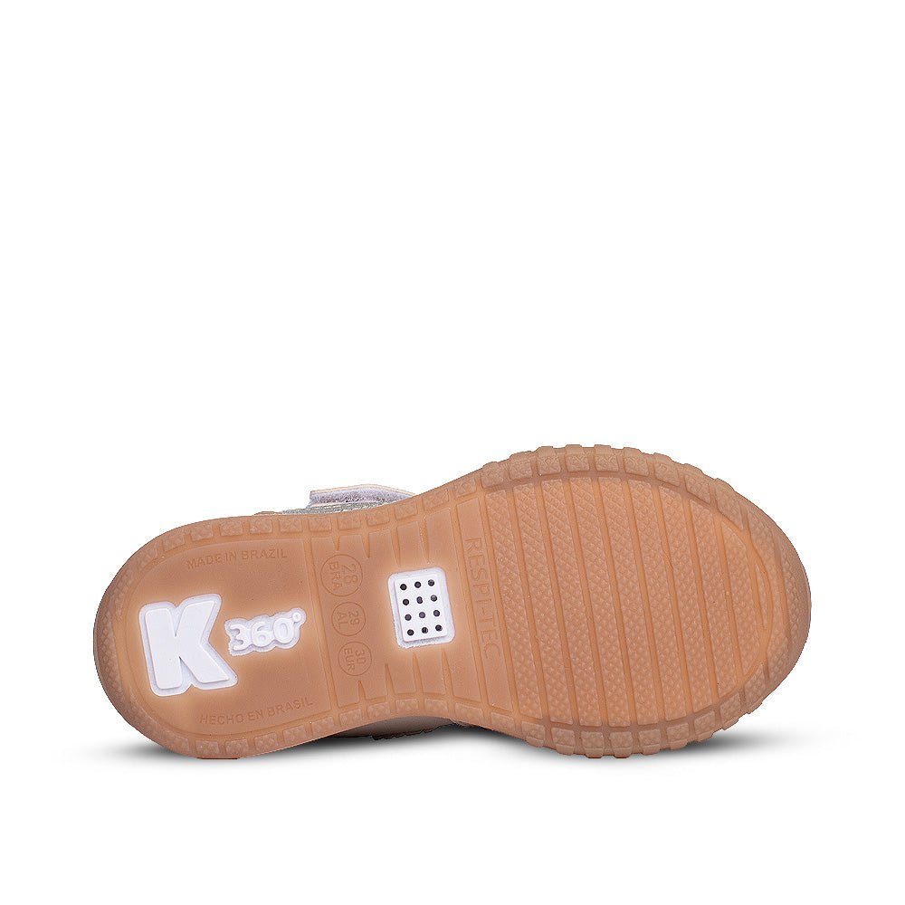 Tênis Infantil Menina Kidy K - 360 Flat Marfim/Ouro Moderno Conforto - Kidy Calçados - 