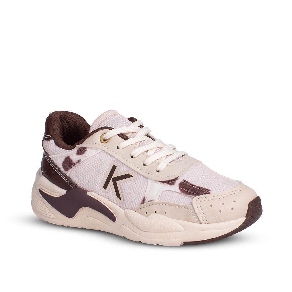 Tênis Infantil Menina Kidy K360 Casual Retro Marfim/Marrom - Kidy Calçados - 