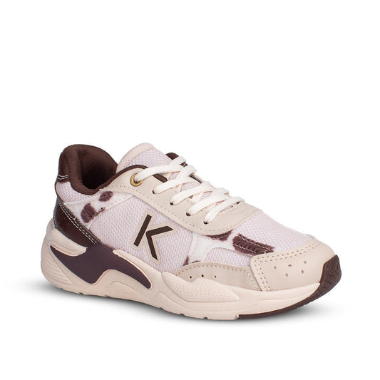 Tênis Infantil Menina Kidy K360 Casual Retro Marfim/Marrom - Kidy Calçados - 