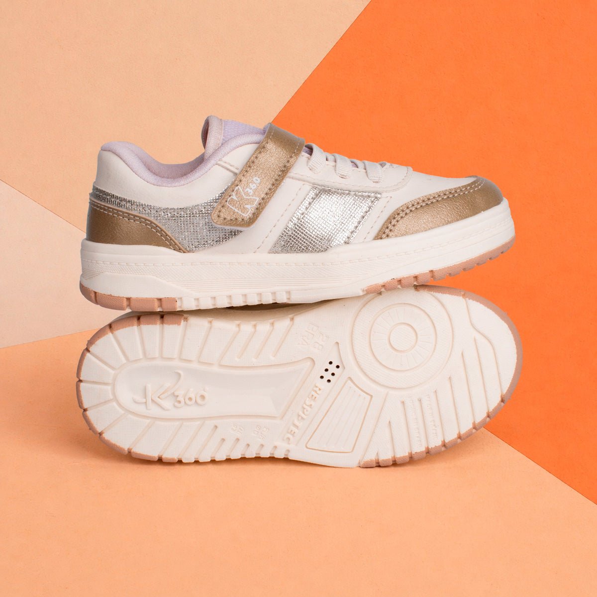 Tênis Infantil Menina Kidy K360 Estilo Casual Respitec Off White Moderno - Kidy Calçados - 