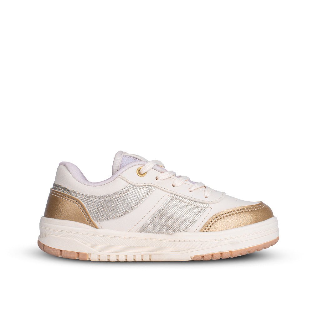 Tênis Infantil Menina Kidy K360 Estilo Respitec Off White/Ouro Delicado Estiloso - Kidy Calçados - 