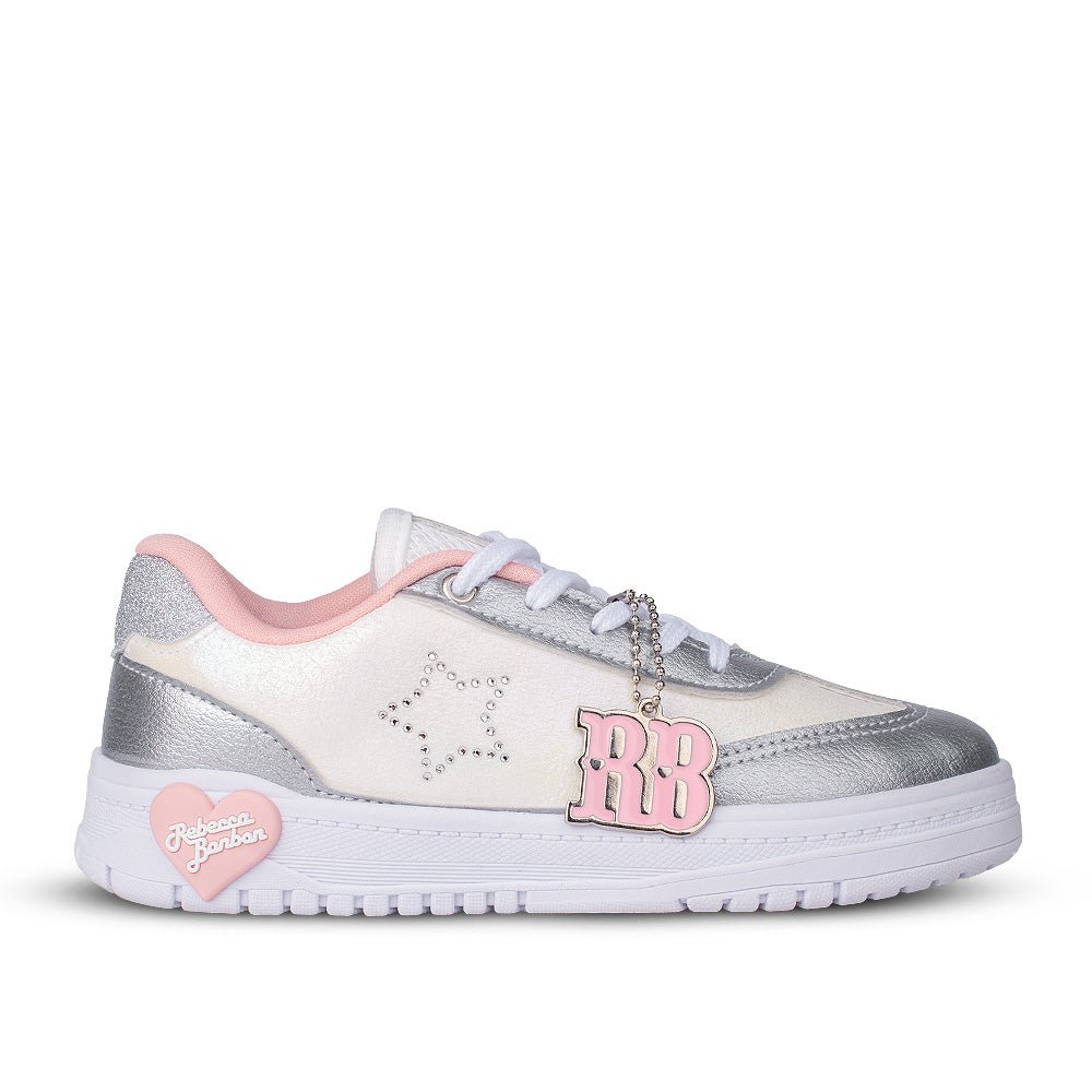 Tênis Infantil Menina Kidy K360 Estilo Respitec Rebecca Bonbon Branco/Prata - Kidy Calçados -