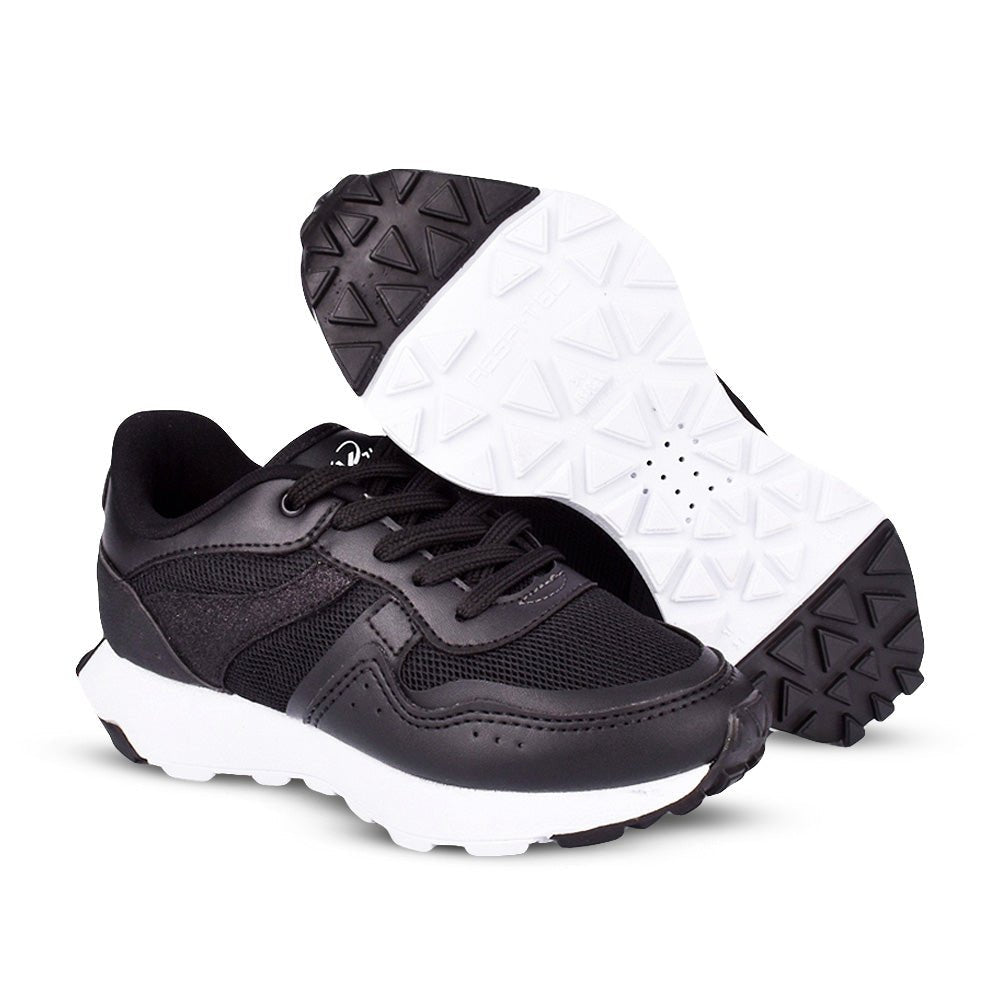 Tênis Infantil Menina Kidy K360 Jogger Glitter Preto Estilo e Conforto - Kidy Calçados - Tênis