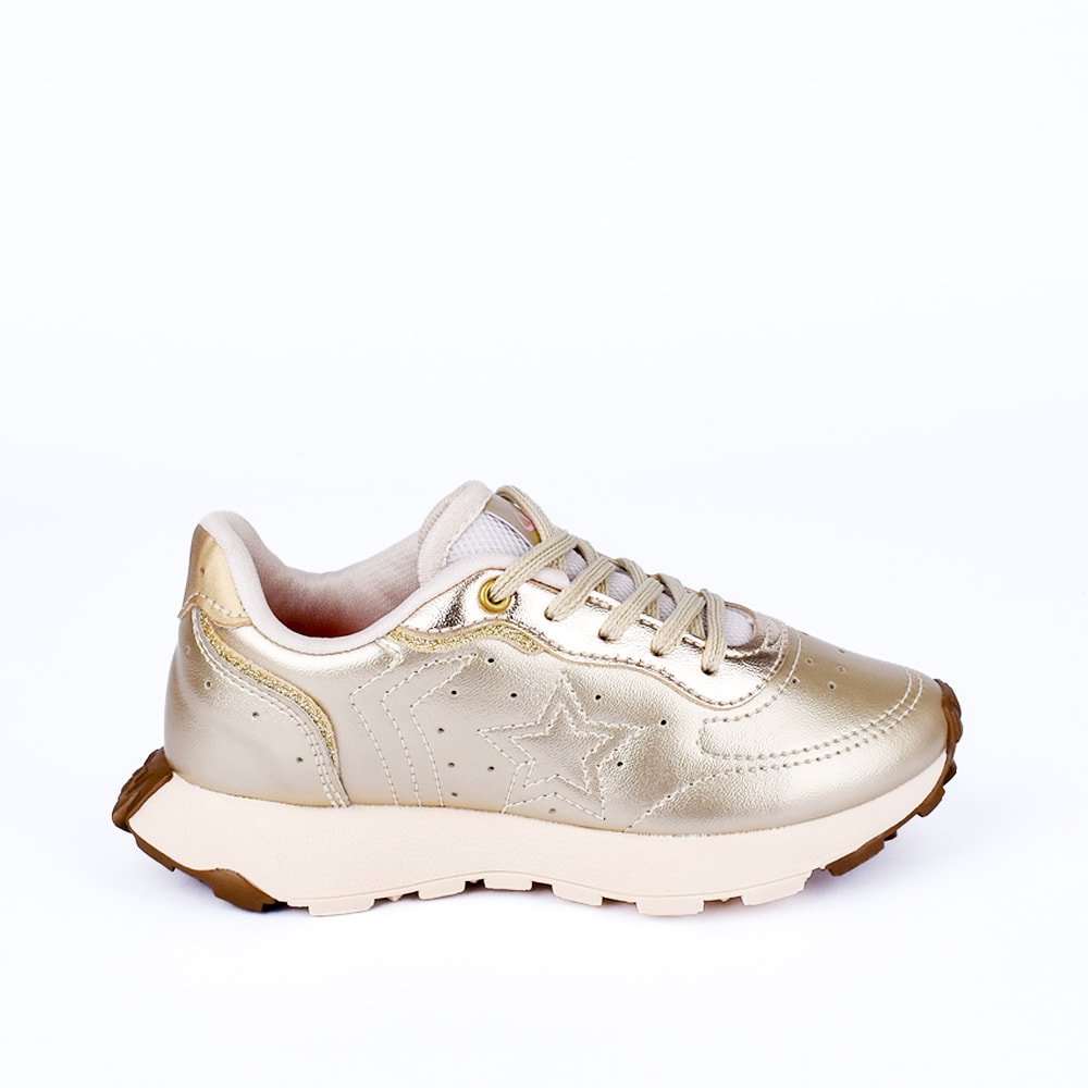 Tênis Infantil Menina Kidy K360 Jogger Ouro Estilo e Conforto - Kidy Calçados - Tênis