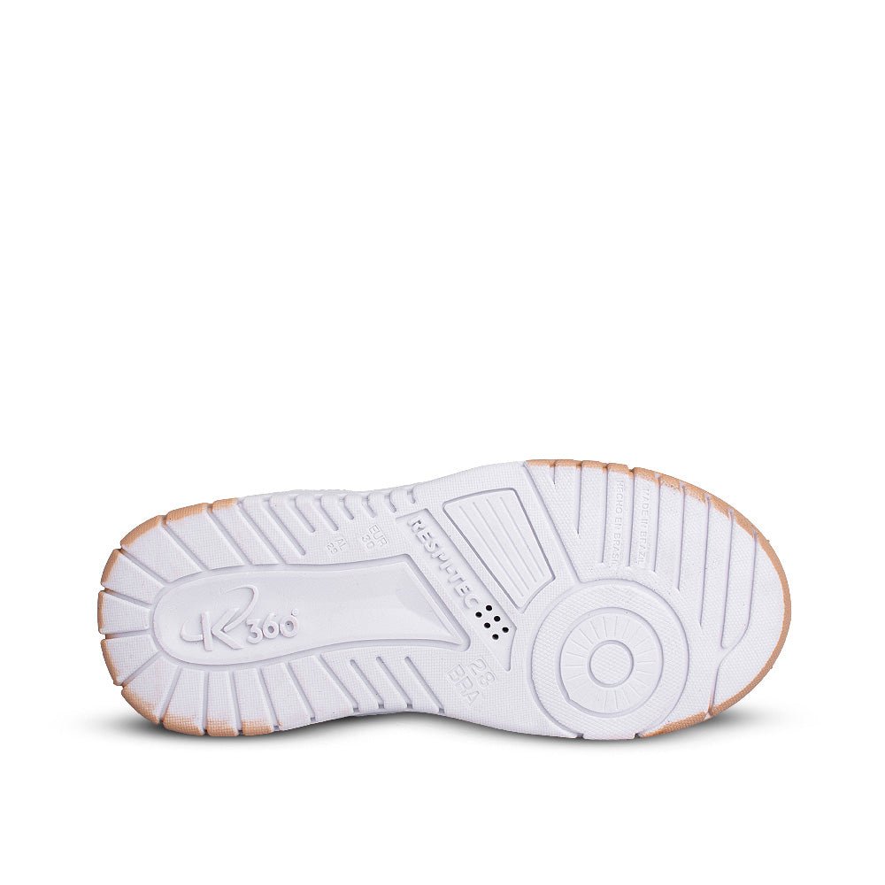 Tênis Infantil Menina Kidy K360 Respitec Branco com Rosa e Ouro Tecnologia e Estilo - Kidy Calçados - 
