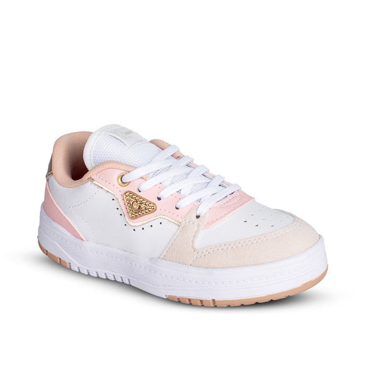 Tênis Infantil Menina Kidy K360 Respitec Branco com Rosa e Ouro Tecnologia e Estilo - Kidy Calçados - 