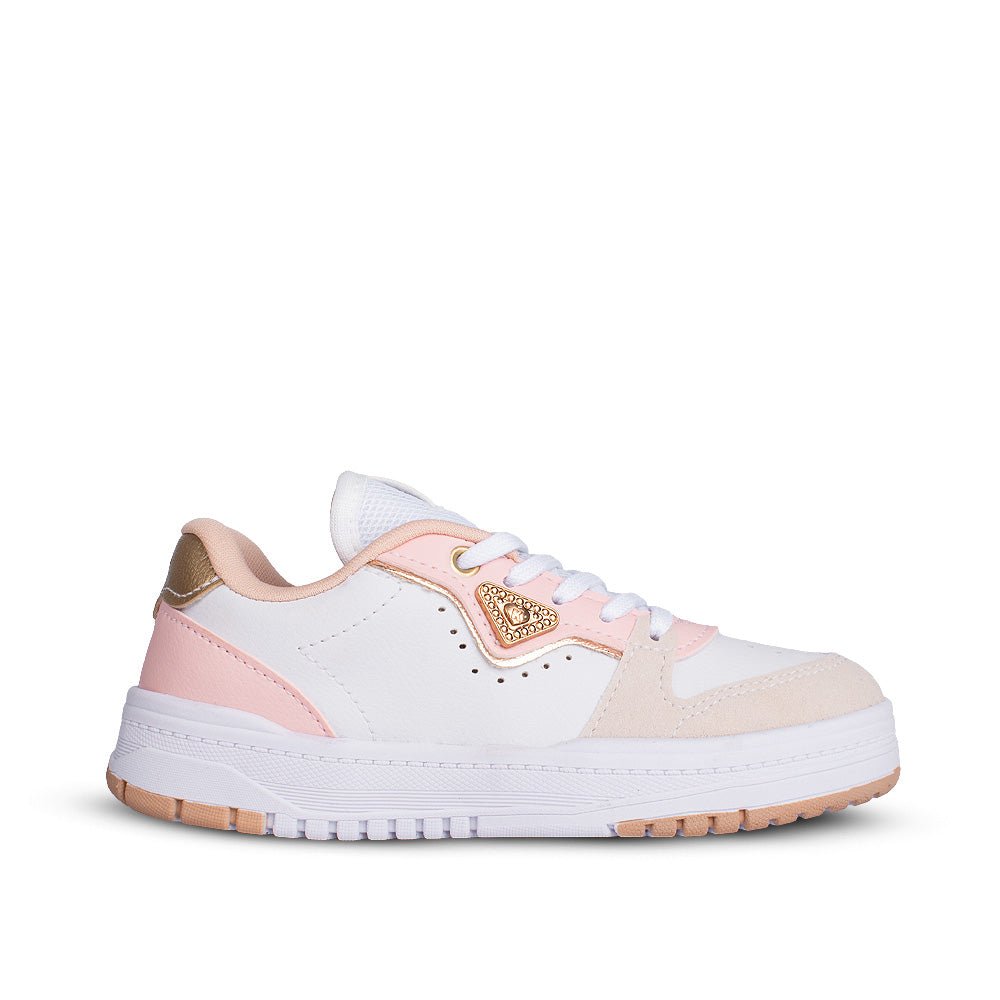Tênis Infantil Menina Kidy K360 Respitec Branco com Rosa e Ouro Tecnologia e Estilo - Kidy Calçados - 