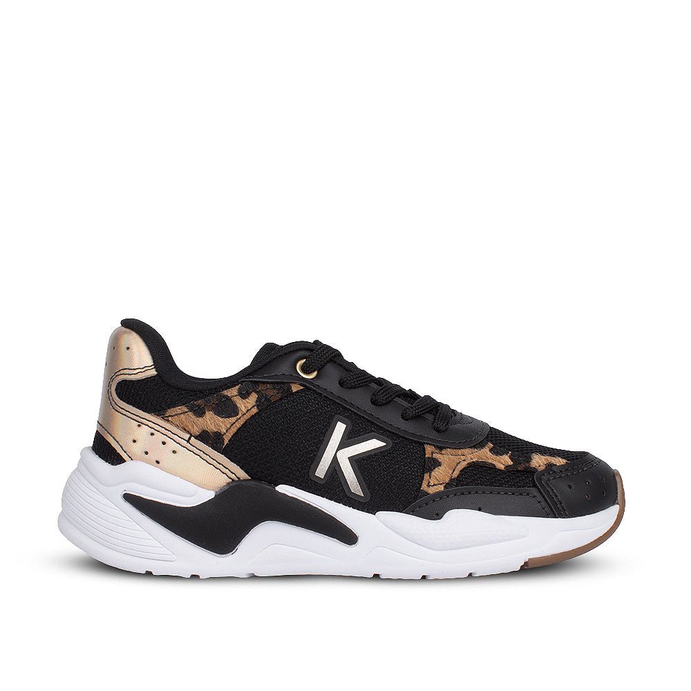 Tenis Infantil Menina Kidy K360 Retro Preto/Onça Casual Moderno - Kidy Calçados - 