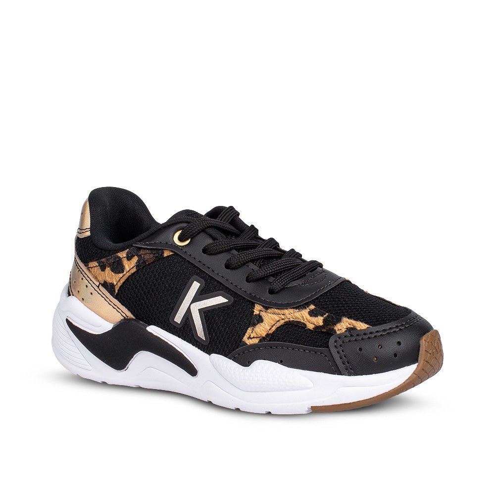 Tenis Infantil Menina Kidy K360 Retro Preto/Onça Casual Moderno - Kidy Calçados - 