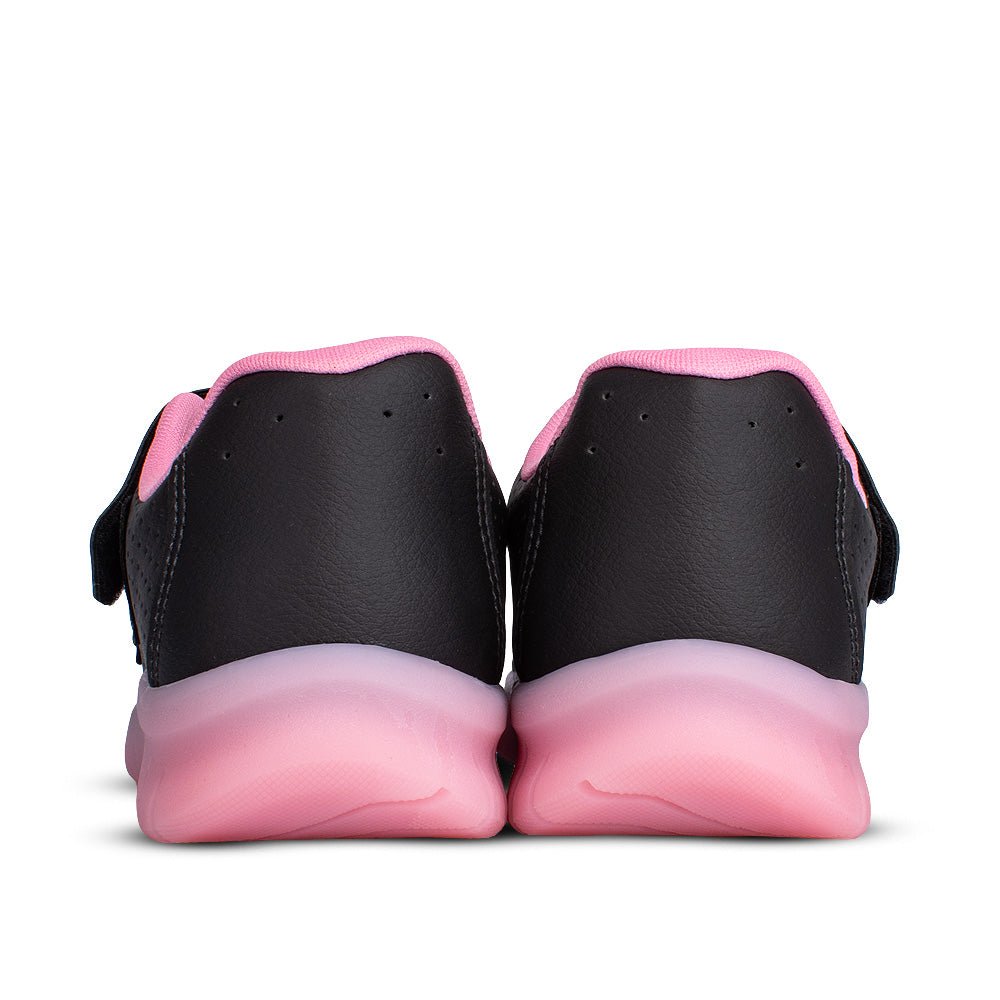 Tênis Infantil Menina Kidy Light Fun Preto e Rosa Pisca - Pisca e Velcro - Kidy Calçados - 