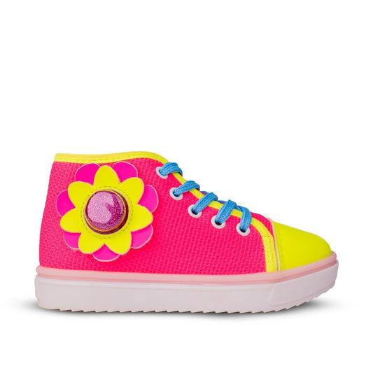 Tênis Infantil Menina Kidy Neon Flor e Led - Rosa - Kidy Calçados - Tênis