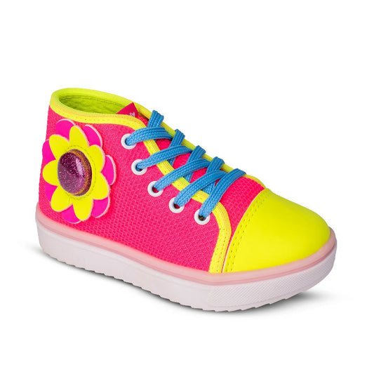 Tênis Infantil Menina Kidy Neon Flor e Led - Rosa - Kidy Calçados - Tênis