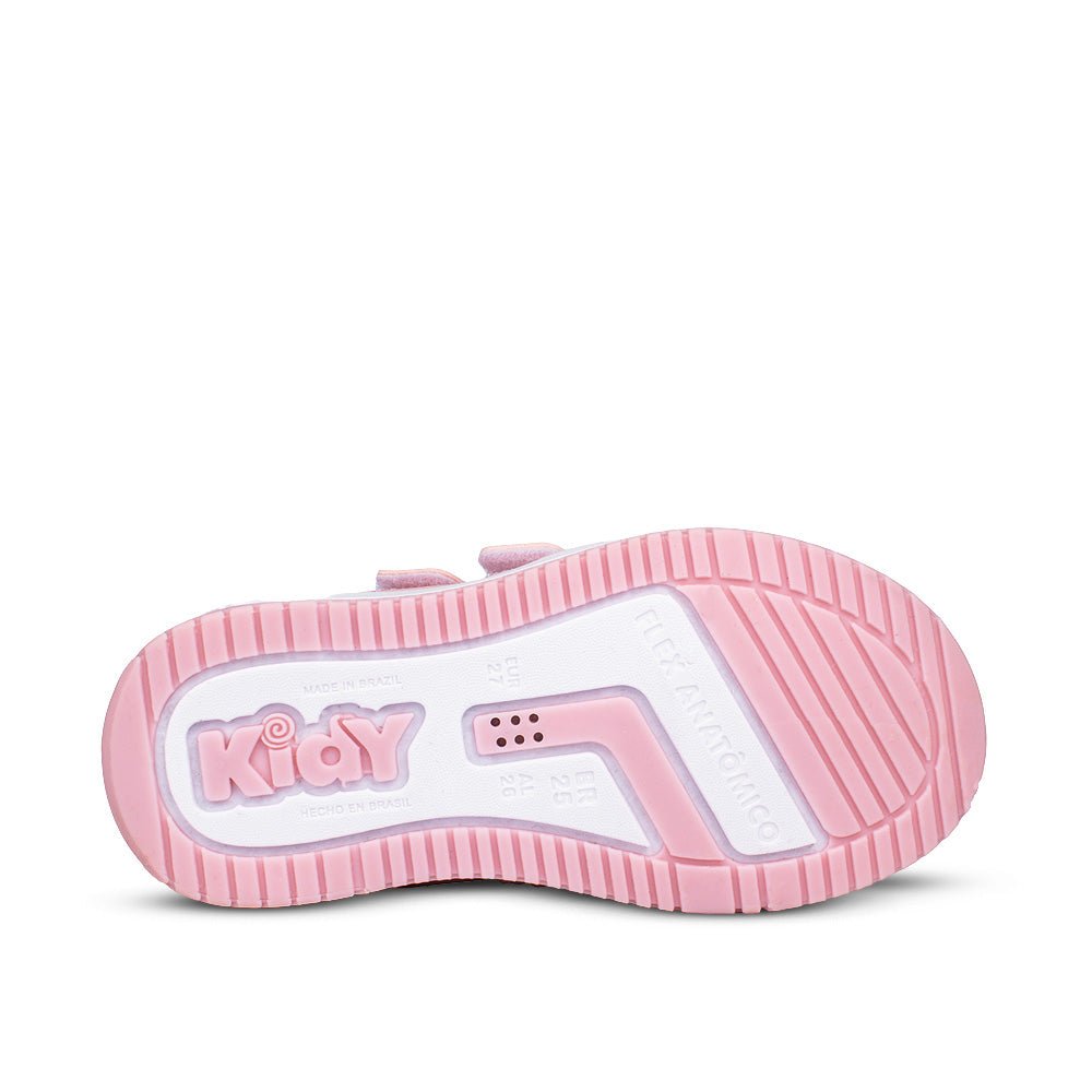 Tênis Infantil Menina Kidy Nude Happy Velcro Duplo Cano Alto Confortável Leve - Kidy Calçados - 